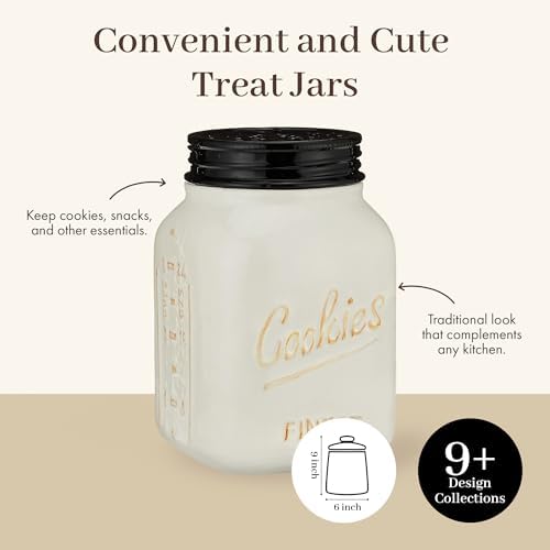 Young's Inc. Ceramic Cookie Jar - Cute Kitchen Counter Storage Canister with Lid - Perfect for Cookies, Coffee, Tea, Candy, Dog Treats, and More - Cookies Finest - Black, White - Image 3