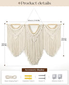 Tempospark Macrame Wall Hanging, 43"x32" Boho Wall Tapestry, Large Wall Art for Bedroom, Living Room, Dining Room, Nursery, Gallery, Office (Wood Bead) - Image 6