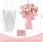 Crochet Flower Bouquet, Pink Handmade Knitted Flowers with Card - Image 2