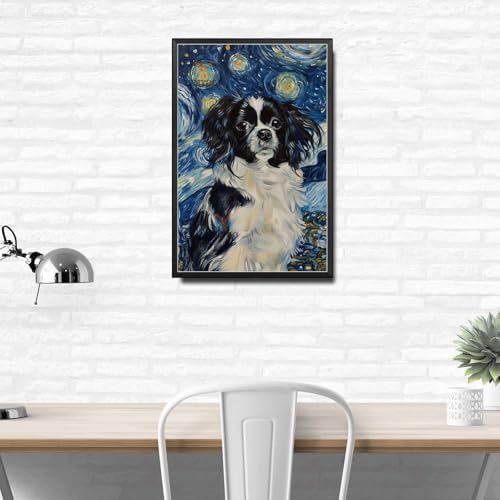 Metal Sign Vintage Tin Sign Papillon Dog Elegance Night Sky and Festive Cheer for Collector's Showcase Corrosion Resistant Aluminum 6×8 Inches with Metal Frame - Image 3