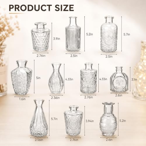 10 Set Glass Bud Vase with Warm Fairy Lights for Centerpieces - Image 2