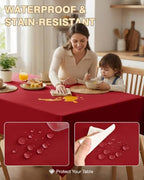Red Round Tablecloth 120 Inch, 2-Pack Waterproof Slub Textured - Image 4
