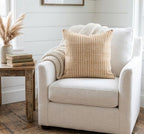 Decorative Pillow Cover French Country Pillow Cover Cottage Decor Floral Block Print, Farmhouse Decorative Cushion Cover, Striped Pillow Cover Line and Loop (Rust) - Image 5