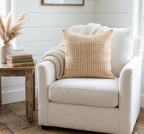 Decorative Pillow Cover French Country Pillow Cover Cottage Decor Floral Block Print, Farmhouse Decorative Cushion Cover, Striped Pillow Cover Line and Loop (Rust) - Image 5