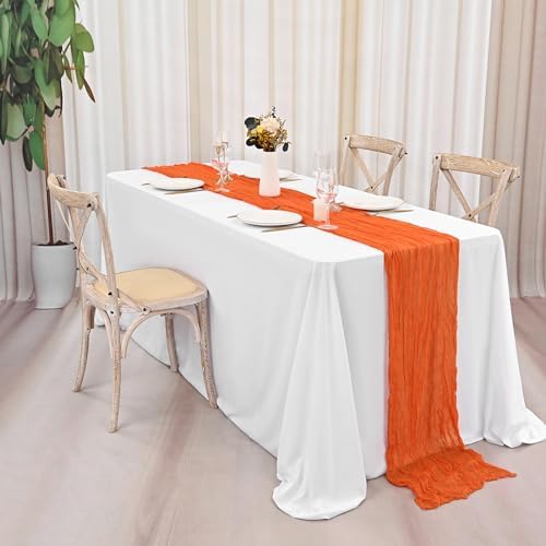 20 Pack Orange Table Runner 10Ft Cheesecloth Table Runner Boho Long Cheese Cloth Table Runners Romantic Sheer Fabric Gauze Table Runners for Wedding Party Bridal Shower - Image 4