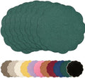 AHHFSMEI Round Faux Linen Placemats Set of 8 Heat Resistant Non-Slip Stain Proof Table Mats for Kitchen Dining Elegant Decor Place Mats (Forest Green,8) by AHHFSMEI