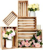 5 Pcs Wooden Crates for Display, Nesting Wood Crate for Storage, 5 Size by BOYMCOWBOYHOMEDECOR