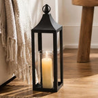 NUPTIO Black Metal Outdoor Lantern: Hurricane Glass Candle Holder for Porch by Nuptio