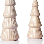 WONDROUS' DECO Wooden Christmas Tree Figurine, Tabletop Pink and Gold - Image 7