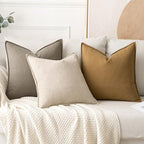 MIULEE Decorative Linen Euro Sham Pillow Covers 24x24 Inch Tan Taupe - Image 5