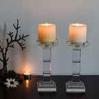 Kitcom Crystal Candlestick Holders for Home Decor Pack of 2, Crystal Pillar/Taper Candle Holder Table Centerpieces for Party and Wedding Decoration(8.6inch Tall), Clear - Image 5