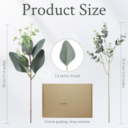Janinka Mixed Eucalyptus Stems, Artificial Greenery White Seeds, 230 - Image 2