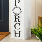 Glitzhome Set of 2 Wooden Welcome Porch Sign, Natural Double Sided Box-shaped Porch Sign for Front Porch Decor, White, 24"H - Image 7
