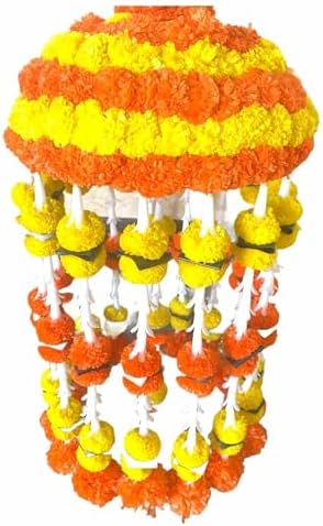 LoveNspire Marigold Strings and Jhoomar Decor with Strings, Mehndi Decoration, Wedding Garland, Flowers Decorations, Diwali Backdrop, Puja Garlands, Chandelier - Image 6