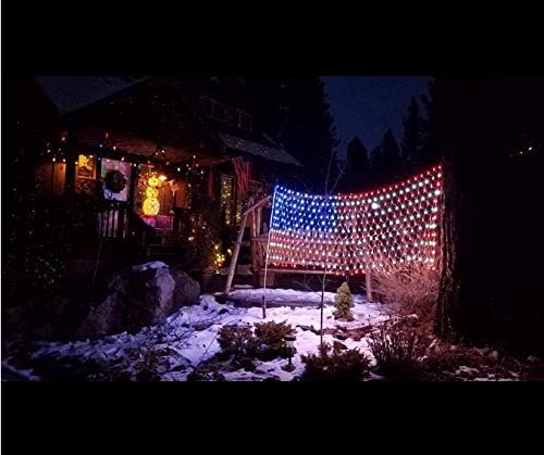 American Flag String Lights, Waterproof Led Flag Net Light, with 420 Super Bright LED, for Yard Garden Decoration, Festival, Holiday, Party Decoration,Christmas Decorations (Plug in Power) - Image 6