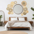 Xuhal 15 Pcs Boho Wall Basket Decor Handcrafted Seagrass Woven Wall Basket Rustic Round Woven Hanging Art for Home Farmhouse Kitchen Table Living Room(Classic Style) - Image 2