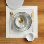 Solino Home 100% Pure Linen Placemats Ivory Hemstitch, 14 x 14 in, Set of 4 - Image 2
