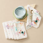 100% Cotton Printed Cloth Napkins Set of 6, 18x18 Inch Reusable Dinner Napkins, Soft Washable Table Napkins with Lace Trim for Dining & Hosting - Wing Splash - Image 5
