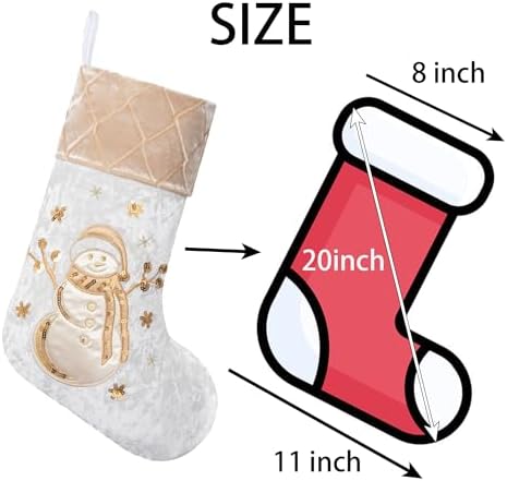 LUBOT New Christmas Stockings Set of 4 Embroidered 20" Xmas Family Traditional Fireplace Hanging Gold Sequin Decor Velvet Satin Fabric Gifts for Christmas Holiday - Image 3