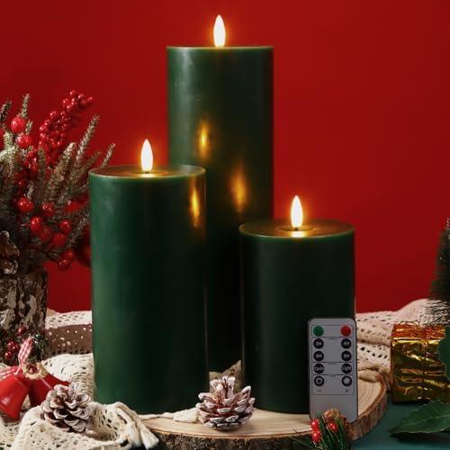 3 Pcs 6/8/12" Christmas Flameless LED Candles Battery Operated & Remote by Retisee