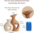 Beige and Brown Ceramic Vase Set of 2，Heart Shaped Home Decor - Image 3