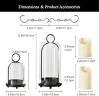 5"&4" Metal Candle Holder with Handmade Glass Dome in Brass & 2 Timer Candles, Set of 2 Versatile Hurricane Glass Candle Holders for Pillar Candles & Plants - Image 2