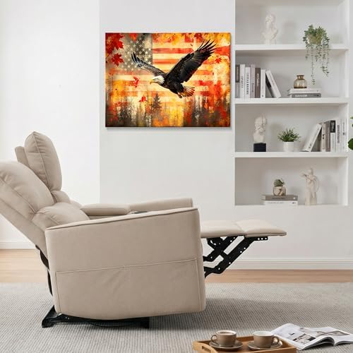 HomeifHue July 4th Patriotic Canvas Wall Art 4th of July USA Decorations American Flag Painting Picture Eagle Pictures for Wall Decor Independence Day Home Decor（F5 20x24in） - Image 3