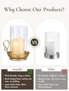Hurricane Glass Candle Holders: Gold Candle Holder Set of 2 - Image 4