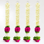 Divyakosh Set of 4 Wall Hangings -20 INCH for Home Decoration, Diwali Decor, Pink Flower, Handmade Diwali Decoration Psychedelic Wall hangings, Door Valance Hanging - Image 5