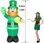 8 FT St. Patrick's Day Inflatable Leprechaun, Blow up Leprechaun Holds Shamrock and Beer Cup Outdoor Decoration with LED Lights, Perfect for Yard Garden Lawn Front Door Holiday Decor - Image 4
