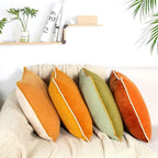 8-Colors Velvet Throw Pillow Covers 18x18 Inch Set of 4 Decorative Velour Pillowcases Modern Double-Colored Cushion Covers for Sofa Couch,Green/Yellow - Image 4