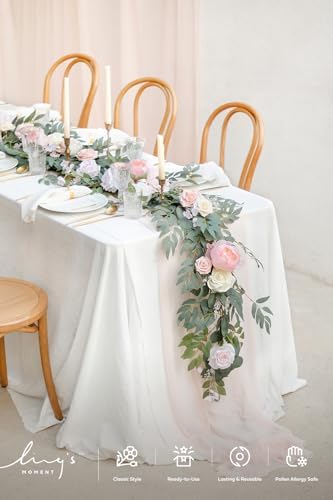 Ling's moment Pink Artificial Flower Garland Wedding Arch 6 FT - Image 2
