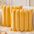 Faux Fur Decorative Throw Pillow Covers 20x20 Set of 2, Yellow by Symplora