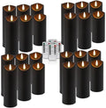 24 Pack Black Halloween Decoration Flickering Flameless Candles(D2.2 xH 5" 6" 7"), Battery Operated LED Pillar Candles with Remote Control and Timer,for Home Decor. by CAKETYCG