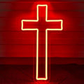 Jesus Cross Neon Sign Red Led Cross Lights Wall Decor Art Lamp Light-Upside Down Light Up Sign for Home Bedroom Christian Religious Room Easter Christmas by SHIDASIGN