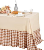 Fanqisi Brown Ruffle Table Cloth Fall Tablecloth - 90 x 132 Inch Polyester Tablecloths Rectangle Thanksgiving Table Cover for Birthday Wedding Picnic Christmas Party Decoration by Fanqisi