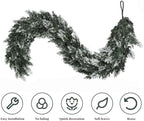 2 Pack 6Ft Flocked Christmas Garland, Snowy Cedar Garland - Image 3