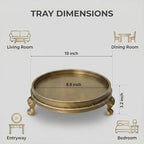 Vintage Brass Decorative Tray,11.8 Inch Round Tray with Claw Feet - Image 2