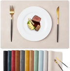 MOSAYT Vinyl Faux Leather Placemats, Set of 12, Beige by MOSAYT