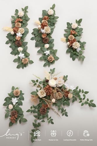 Ling's moment Brown Artificial Flower Garland Wedding Arch 6 FT - Image 6