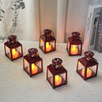 TRIROCKS 6 Pcs Small Metal Candle Lanterns Vintage Hanging House Tealight Lantern Decorative Candle Tea Light Holders for Table Valentine Patio Indoor Outdoor Gifts(Red) by TRIROCKS