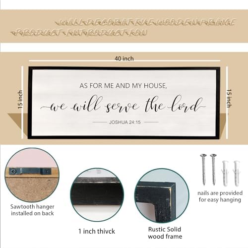 As For Me And My House We Will Serve The Lord Wall Decor 40" x 15", Black - Image 2