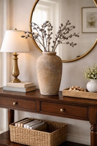 Emotionally Grounded Vase, Vaseking Large Ceramic Rustic Vase, 11 inch Minimalist Decorative Farmhouse Tall Vases for Home Decor, Living Room, Enterway, Table Decoration, Brown - Image 7