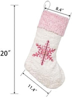 GEXWORLDWIDE GEX Pink Plush Christmas Stockings for Family 20" Large Pink Plaid Xmas Stockings Classic Fireplace Decorations Hanging Ornament (4 Pack) - Image 3