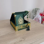VOGUEHOMEDECOR Velvet Covered Quran Tasbeeh Islamic Gift Set | Holy Prayer Beads Wooden Box Birthday, Wedding Islam Graduation Muslim Favor Eid, Ramadan (Green), Small Size / (6 x 6 in) Box-(3.8 4.85 - Image 4