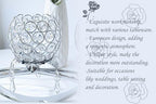 Crystal Tea Light Candlestick Holders Flower Shape with Crystal Pendant Bowl Votive Metal Candle Holder for Table Centerpieces Wedding Home Decor (Silver, 3 arm) - Image 6