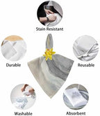 Grey Coastal Cloth Napkins Set of 8, Holiday Napkins for Baby Shower, Spring Summer Ocean Beach Nautical Sea Wave Washable Reusable Dinner Napkins for Cocktail Wedding Party, 20 x 20 Inch - Image 6