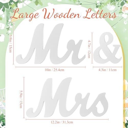 Canlierr 2 Pcs Large Mr & Mrs Sign with Artificial Flower Garland,Champagne - Image 3