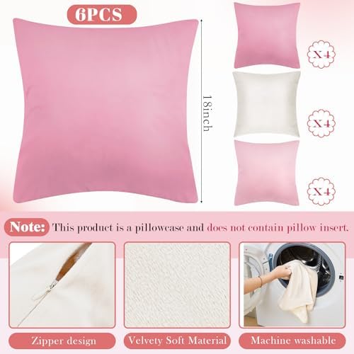 Berlune 12 Pcs Pink Velvet Throw Pillow Covers 18x18 Picnic Cushion Case - Image 2