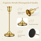 72 Pack Brass Metal Taper Candle Holders Set,Vintage Metal Candlestick - Image 3